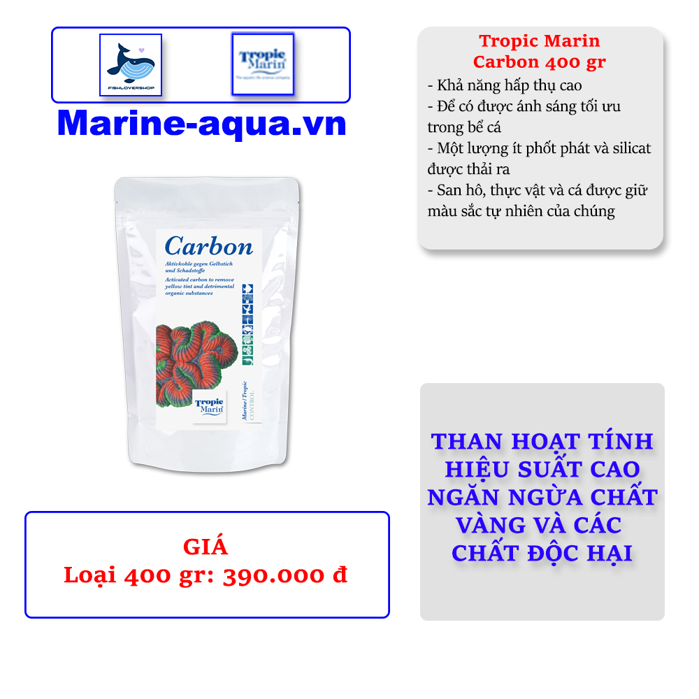 Carbon khử độc cho hồ cá cảnh 400g-Tropic Marin
