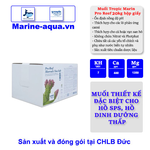 Pro-Reef Salt Muối cho bể cá cảnh biển 20kg - Tropic Marin (Thùng giấy)