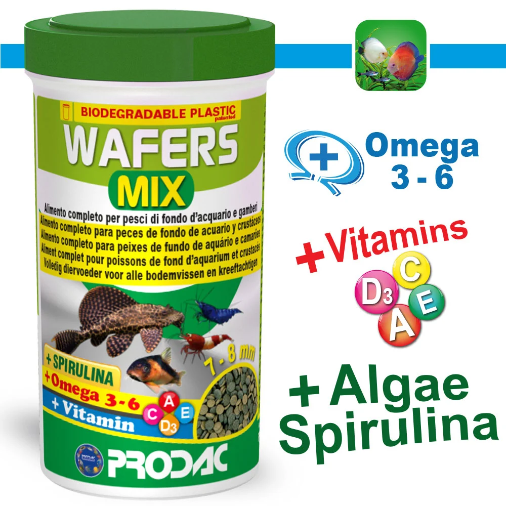 Thức ăn dạng viên cho cá, tép cảnh Prodac Wafers mix 135gram